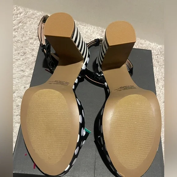 Betsey Johnson Black & White Polka Dot Platforms with Red Cherry Accent - Picture 5 of 6